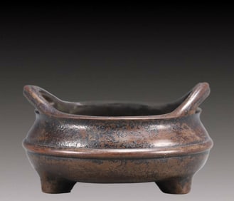 An Exquisite Bronze Double-Ears and Tripod Censer