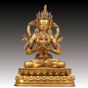 A Solemn A Rare Statue of Amitayus, Inlaid Gems