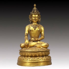 A Solemn Gilt Bronze Statue of Bodhisattva