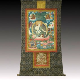 A Rare Brocade Painted Color Statue of Avalokitesvara Tangka