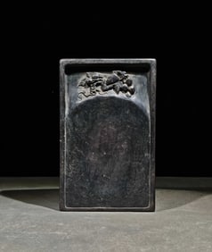 An Exquisite Grapes Pattern Inkstone,With Poem