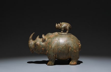 An Archaic Bronze Rhinoceros-Shaped Zun