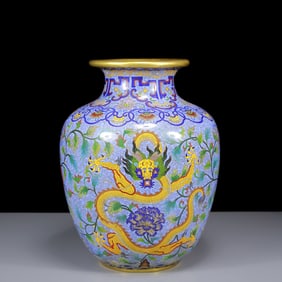 A Rare Cloisonne Dragon and Phoenix Pattern Vase