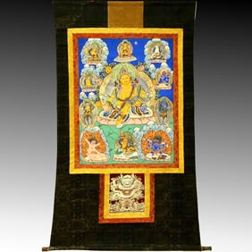 An Exquisite Brocade Painted Color Mammon Tangka