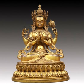 A Solemn Gilt Bronze Statue of Tara