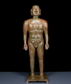 A Huge Bronze Inlaid Gold and Silver Inlaid Turquoise Acupuncture Mannequin,With Inscription