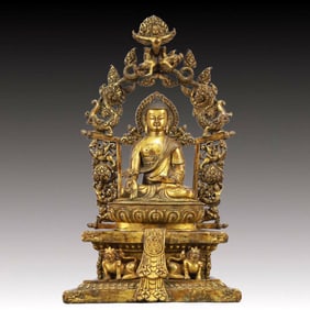 A Solemn Gilt Bronze Statue of Sakyamuni