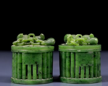 A Pair of Exquisite Jasper Birdcage