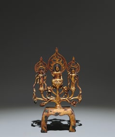 A Solemn Gilt Bronze Statue of Sakyamuni