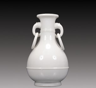 A Wonderful White-Glazed Beast-Handled Vase