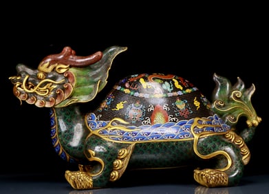 A precious cloisonne auspicious animal ornament