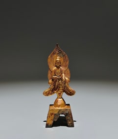 A Solemn Gilt Bronze Buddha Statue,With Inscription