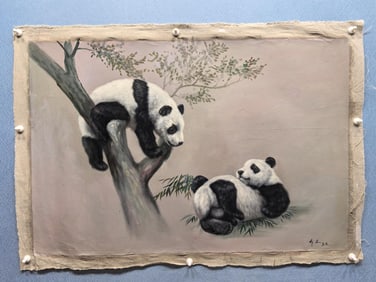 A Chinese Ink Painting of Panda on Paper,Wu Zuoren