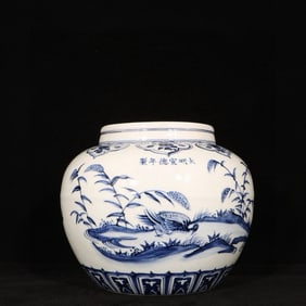 An Exquisite Blue and White Flower and Bird Pattern Jar