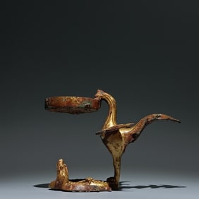 An Exquisite Gilt Bronze Dragon and Phoenix Pattern Candlestick