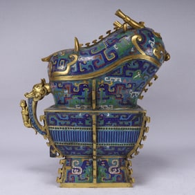 A Huge Cloisonne Chi-Dragon Pattern Cover Cup