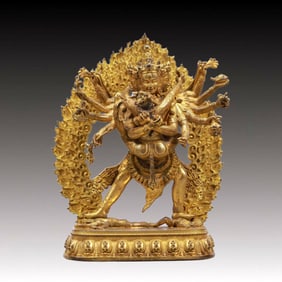 A Solemn Gilt Bronze Statue of Chakrasamvara