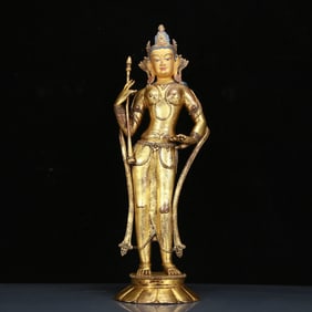 A Solemn Gilt Bronze Statue of Tara