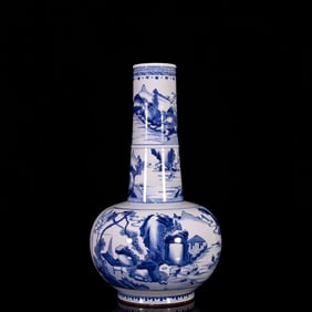 A Huge Blue and White Landscape and Figure Pattern Vase