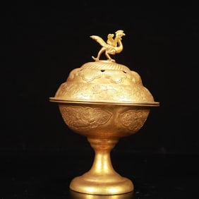 An Exquisite Gilt Bronze Auspicious Beast Pattern Censer