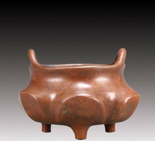 An Exquisite Bronze Double-Ears and Tripod Censer