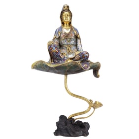 A Huge Cloisonne Lotus Pattern Avalokitesvara Ornament