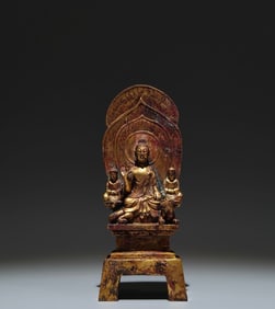 A Solemn Gilt Bronze Buddha Statue,With Inscription