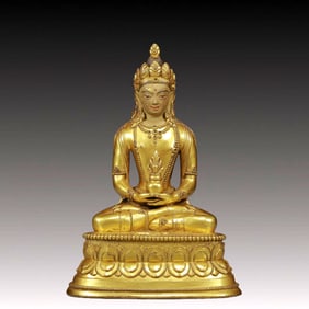 A Solemn Gilt Bronze Statue of Amitayus