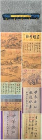 A Chinese Hand Scroll Ink Painting of Landscape and Figure on Silk,Ju Ran