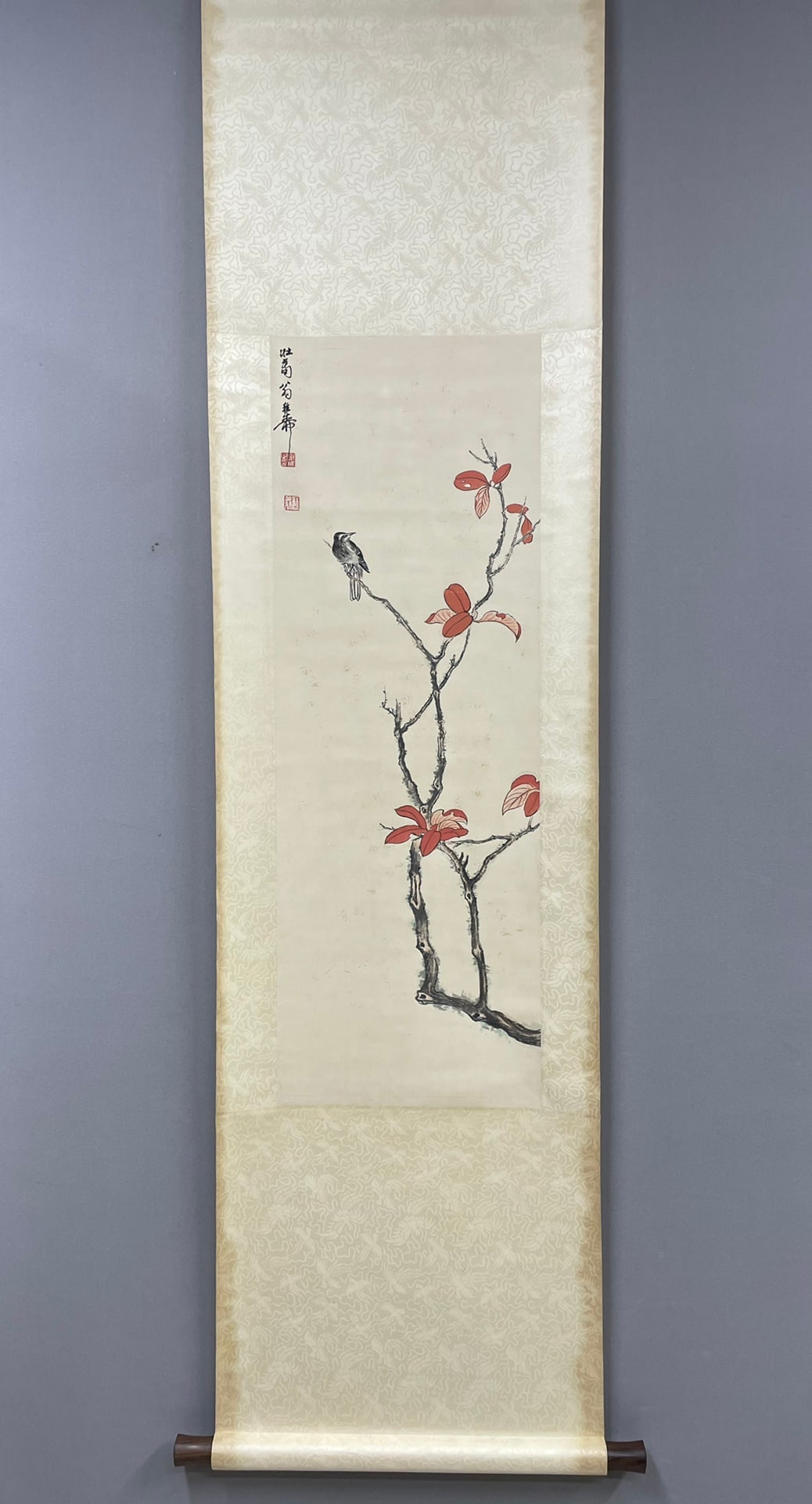 A Chinese Vertical Scroll Ink Painting of Flower and Bird on Paper,Xie Zhiliu (1 of 6)