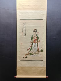 A Chinese Vertical Scroll Ink Painting of Avalokitesvara on Paper,Zhang Daqian