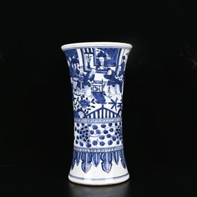 A Rare Blue and White Character and Story Pattern Vase