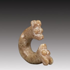 A Rare Hongshan Culture Hemo Jade Auspicious Beast Pendant