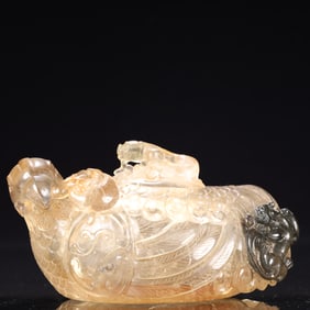 An Exquisite Crystal Chi-Dragon Pattern Duck-Shaped Teapot