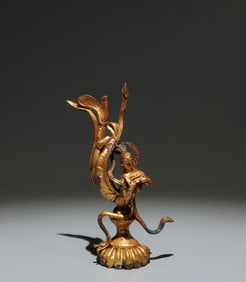 An Exquisite Gilt Bronze Figure Ornament,With Inscription
