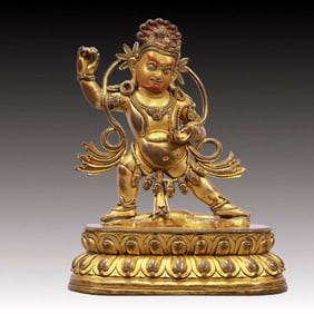 A Solemn Gilt Bronze Statue of Vajra