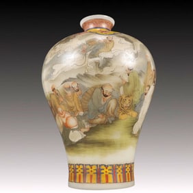 A Precious Coloured glaze Famille-Rose Character and Story Pattern Vase