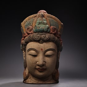 A Exquisite Wooden Statue of Avalokitesvara Buddha Head