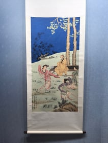 A Chinese Vertical Scroll Ink Painting of Figure on Paper