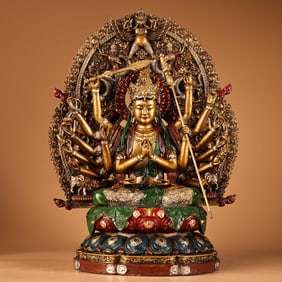 A Exquisite Bronze Painted Gold Buddha Statue
