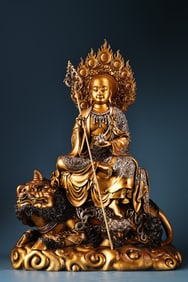 A Exquisite Bronze Painted Gold Bodhisattva Buddha Statue