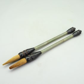 A pair of Exquisite Hetian Jade Inlaid Writing Brushes