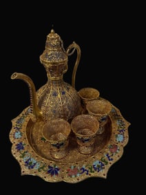 A Set of Exquisite Gilt Bronze Filigree Tea Set