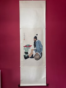 A Chinese Vertical Scroll Ink Painting of Figure on Paper