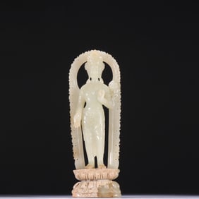 A Rare Hetian Jade Statue of Avalokitesvara