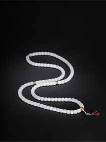 A Rare Hotan White Jade Necklace