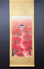 A Chinese Vertical Scroll Ink Painting of Flower on Paper