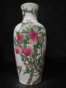 A Exquisite Famille-Rose Bats and Peach Pattern Vase