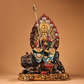 A Exquisite Bronze Painted Gold Bodhisattva Buddha Statue