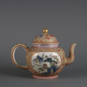 A Exquisite Enamel Landscape Pattern Ewer